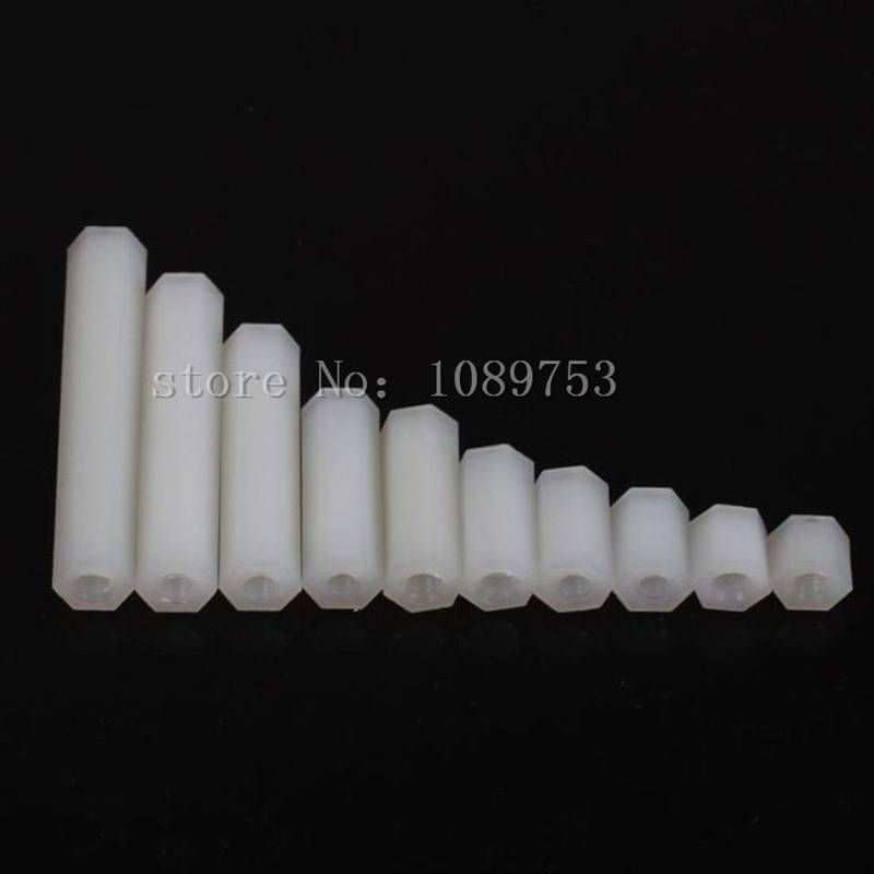 50Pcs M2 M2.5 M3 M4 White Hex Nylon Standoff Spacer Column F