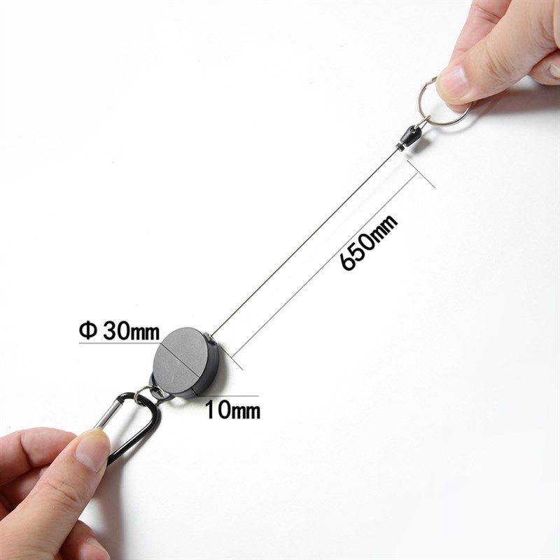 4pcs Rec Extendable Steel Wire Key Chain Ring Belt  Pull Hol