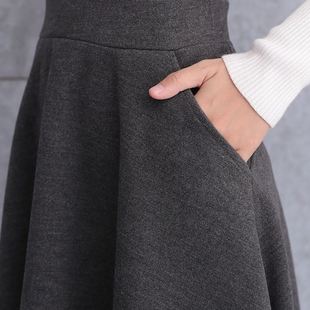 Winter Women Long Woolen Skirt Fashion High Waist Basic Wool