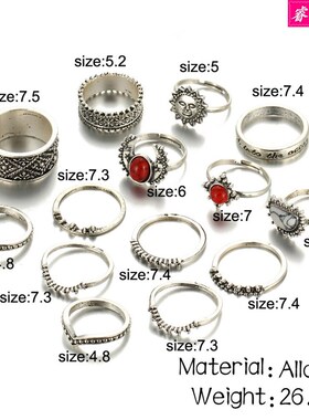 极速14pcs Fashion Retro joint ring finger rings womens jewe