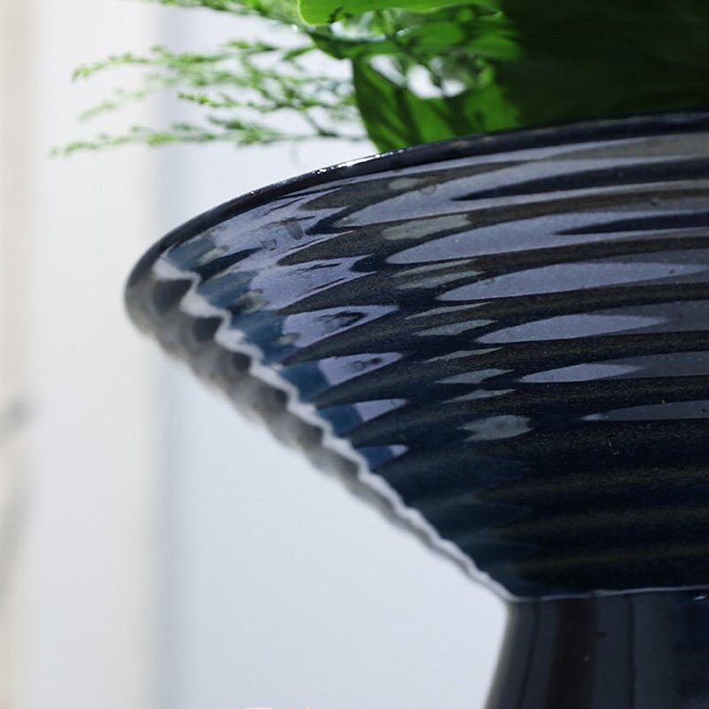 插花器皿高脚池坊中式花盘水盘日式禅意花器桌面摆件e陶瓷花