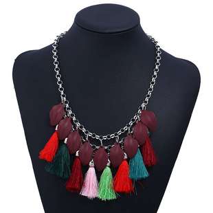 multi fashion layer leaf necklace Jewelry tassel personality