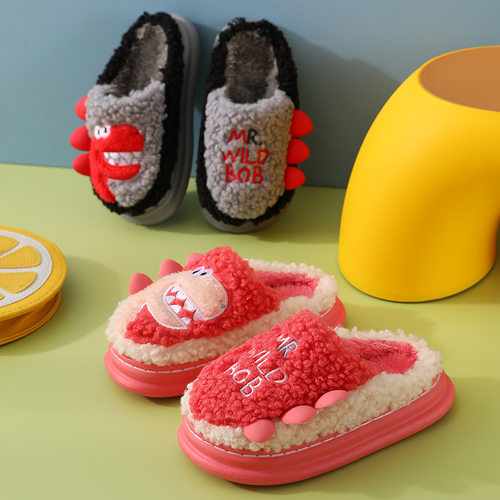 冬季棉拖鞋女家用室内保暖家居可爱厚底亲子恐龙毛毛拖鞋居家