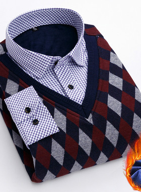 好货Quality Men's Winter Warm Soft Casual Shirt Sweater