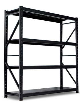 黑色仓储货架100/200/300/500KG多层库房储物置物架电商货架