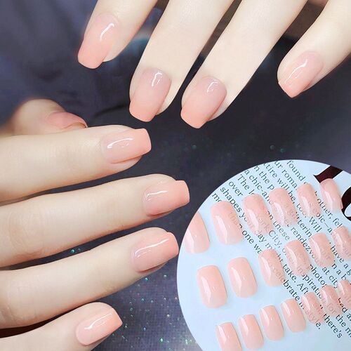 好货False Nails 24Pcs Nail Tips Short Flat Head Simple White