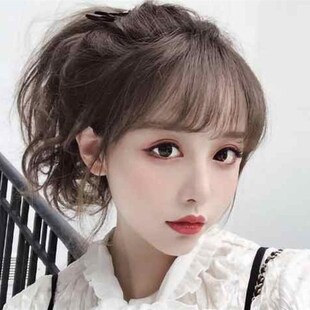刘海儿假发假刘海网红中分八字刘海片隐形侧分假发片修脸微卷法式