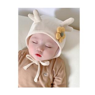 。冬天帽子小月龄三个月男女宝宝新生婴儿儿冬季秋冬款超萌胎帽0