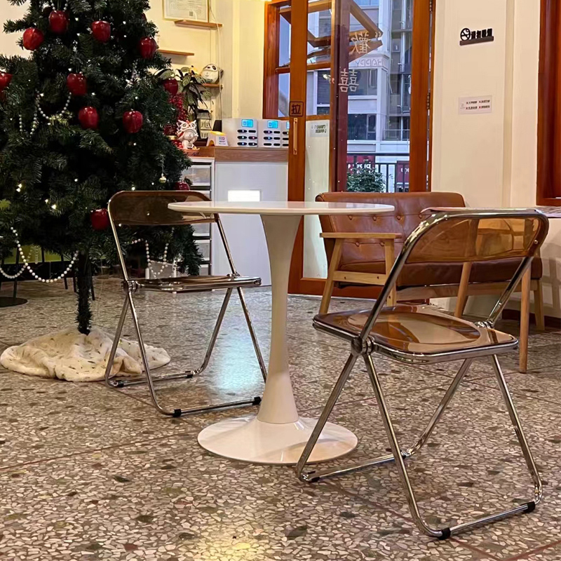 网红亚克力椅子透明折叠椅拍照美甲凳子会议椅餐椅家用化妆椅卧室