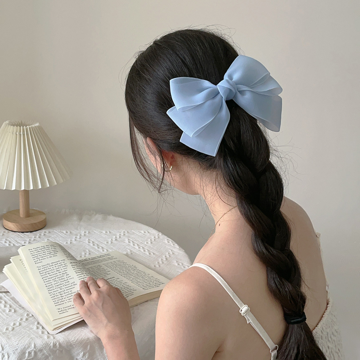 超仙纱质蝴蝶结发夹女弹簧夹发卡2025新款高级后脑勺半扎发鸭嘴夹