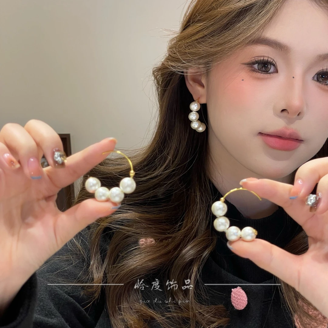 【恰度】气质温柔米色珠珠耳钉