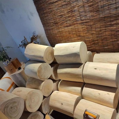 7W木墩子原木树桩圆凳树墩底z座服装店坐凳家用木头凳子茶几凳香