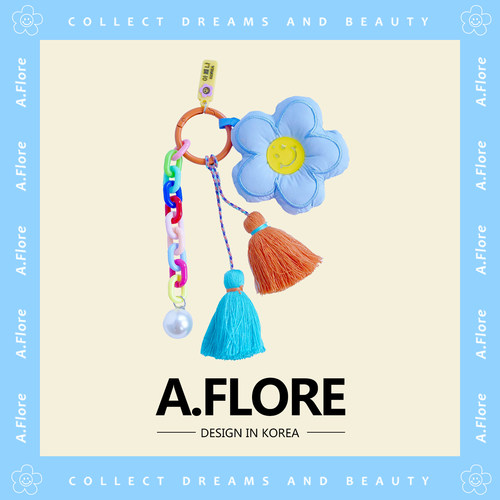 A.FLORE原创手工软蓝笑脸包挂件
