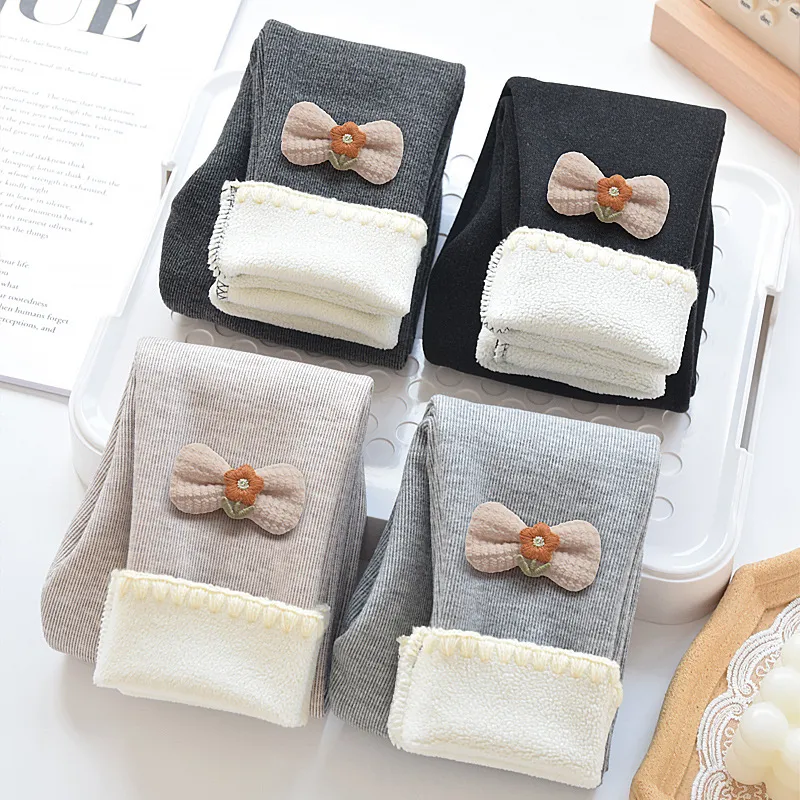 女童打底裤秋冬款外穿婴儿秋装女宝宝加绒加厚儿童裤子一体绒长裤