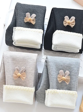 女童加绒打底裤儿童加厚秋冬装外穿洋气女宝宝棉裤一体绒裤子女孩