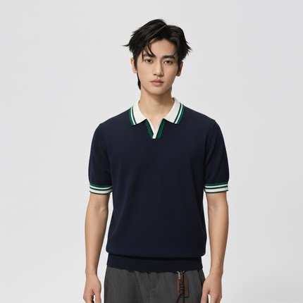 JUHANGPIN夏季翻领Polo衫男士运动百搭2023新款针织短袖T恤上衣