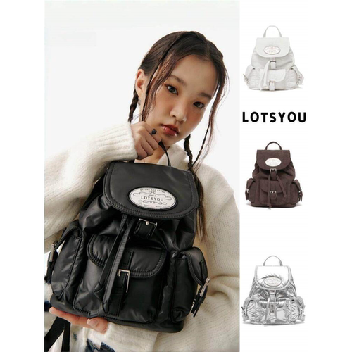 韩国正品lotsyou 小巧抽绳多口袋磁吸扣JENNIE金智妮同款双肩背包