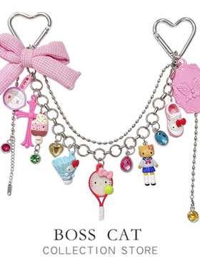 BOSS CAT 粉色少女心彩色可爱卡通kitty链条蝴蝶结潮玩包挂件挂饰