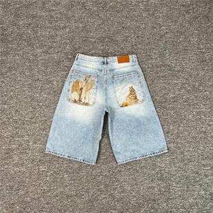 Derschutze yasmin V3 jorts blue updated fit刺绣牛仔裤五分裤