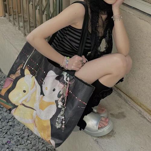 日本LORZ Kitty失乐园YK2杜邦纸托特包单肩包手提袋卡通印花包包