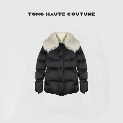 冬季新国标90白鹅绒拼接绵羊毛毛领百搭时尚鹅绒服 YW685