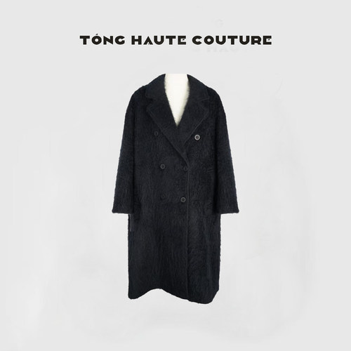 【柒禾】冬季新款轻奢轻熟风绵羊毛+山羊绒时尚百搭拉毛大衣YW715