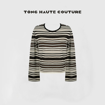 【流水】春季轻奢条纹时尚百搭高级感针织衫 YY26001