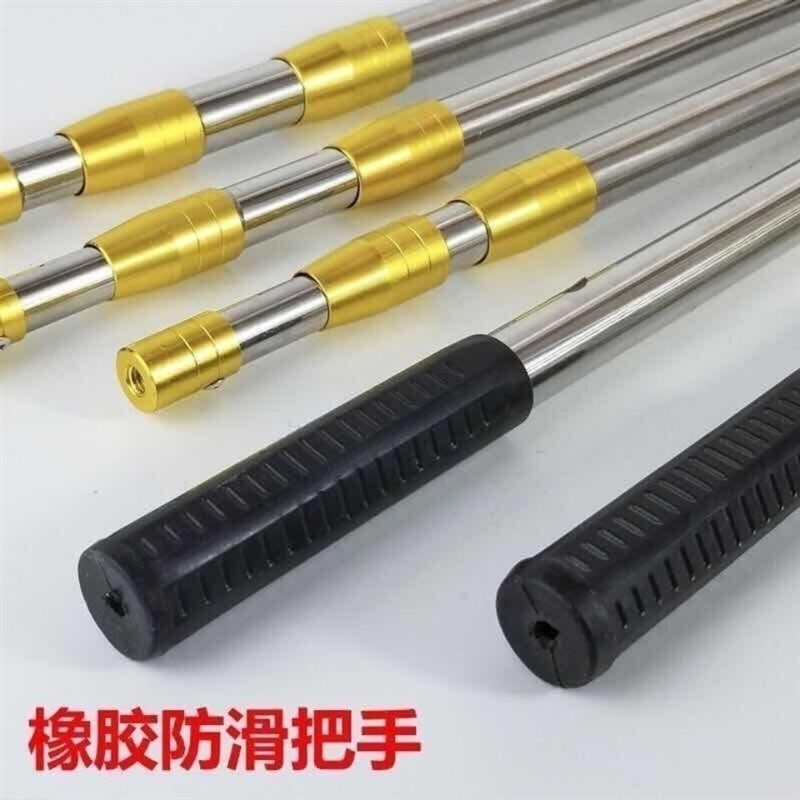 新品不锈钢捞网竿伸缩竿镰刀竿可定位摘果器杆钓鱼捞网杆多功能伸