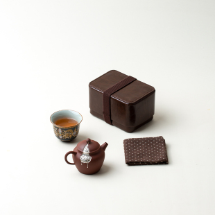 鎏银茶壶茶具套装 紫砂茶壶 高档皮包收纳礼盒一壶一杯一人饮便携式