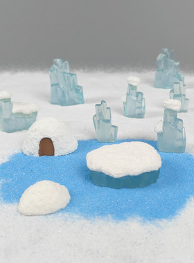 微景观冰雪场景模型冰山烤火摆件