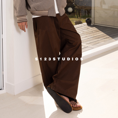 美拉德中性复古垂感阔腿长裤