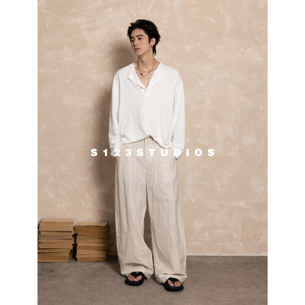 s123【猫眼纽扣】老钱高级感基础通勤纯色长袖T恤宽松百搭上衣