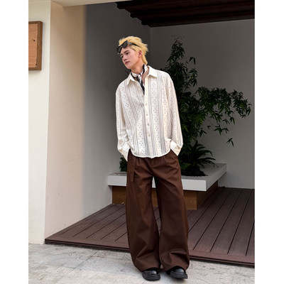 S123“白月光”原创法式贵族设计感镂空衬衫男防晒衣优雅松弛感