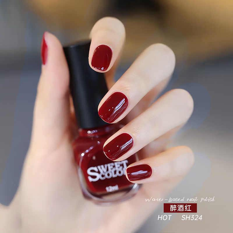 脚指甲油红色显白水性健康免烤速干不可剥2025新款纯色护甲