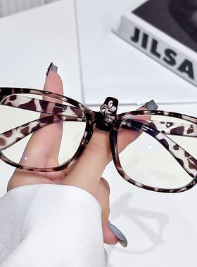 热卖防蓝光平光镜女士金属铰链网红眼镜框方形护目眼镜架