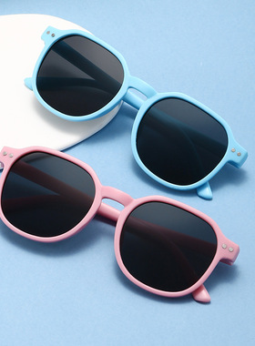 可爱防紫外线方框韩版宝宝墨镜男女童米钉眼镜潮酷拍照儿童太阳镜