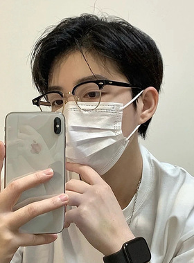 斯文败类半框眼镜男款潮可配近视眼镜框架高级感网红防蓝光平光镜