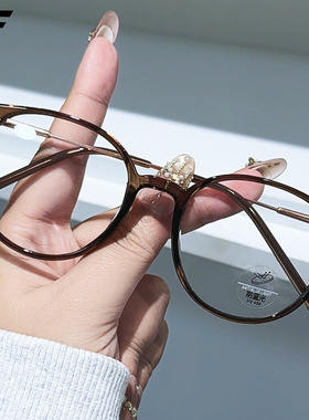 新款时尚眼镜框女大圆框显脸小网红防蓝光可配度数平光眼镜架