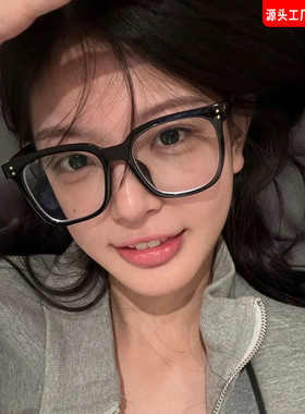 新款文艺复古防蓝光黑框眼镜女韩版潮素颜显脸小时尚大框平光眼镜
