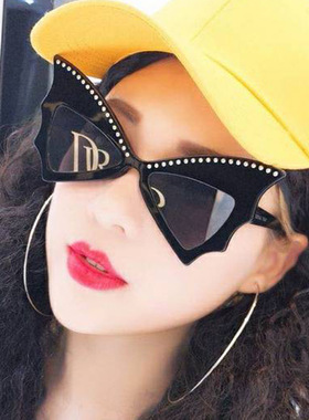 欧美大框墨镜铆钉蝙蝠太阳眼镜 个性舞会眼镜潮流蝴蝶结太阳镜