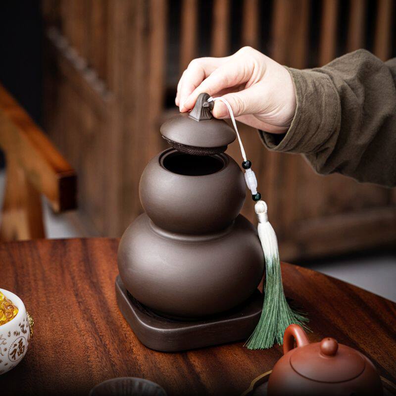 紫砂茶叶罐陶瓷密封罐半