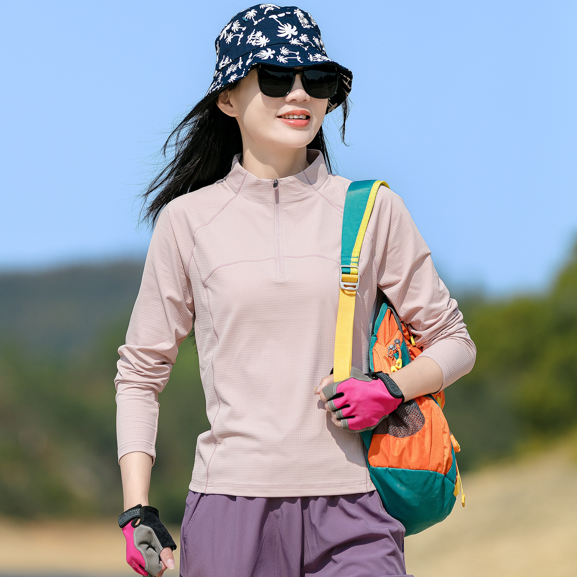 户外速干衣女冰丝长袖速干T恤徒步登山服薄款透气跑步防晒上衣夏