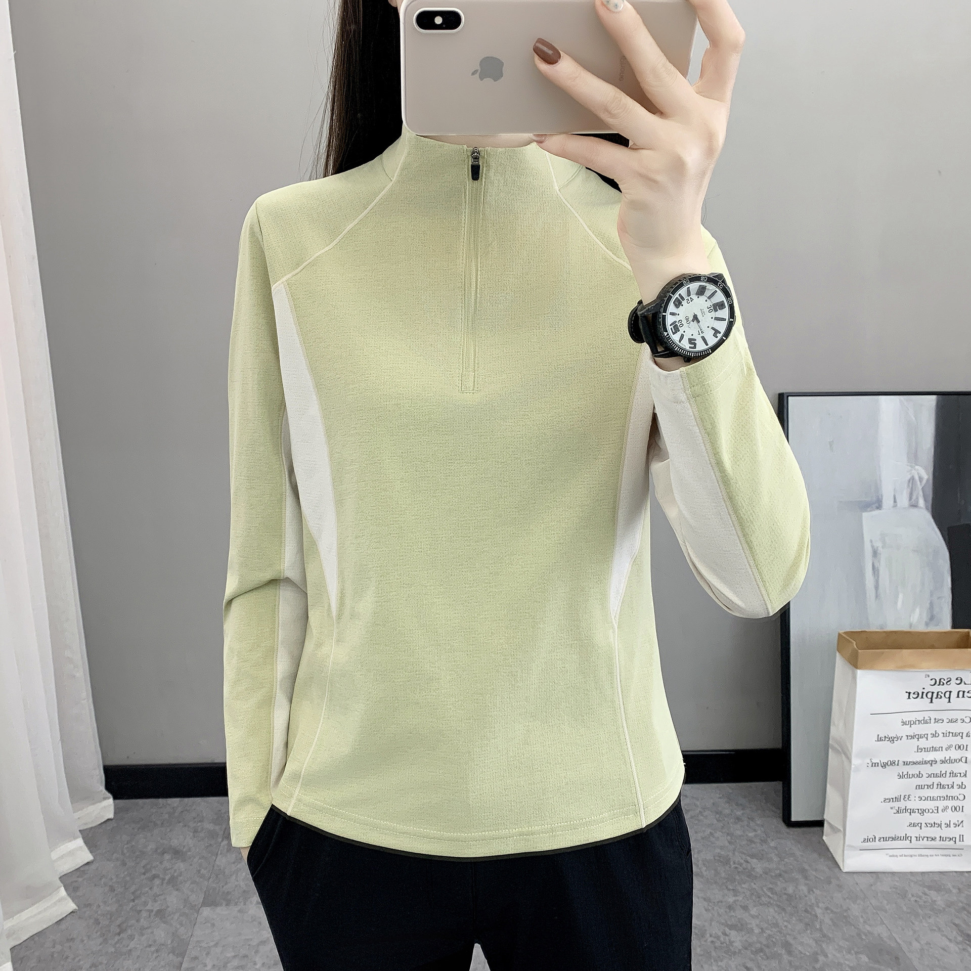 户外速干衣女长袖速干T恤徒步登山服薄款透气跑步运动拼色上衣夏