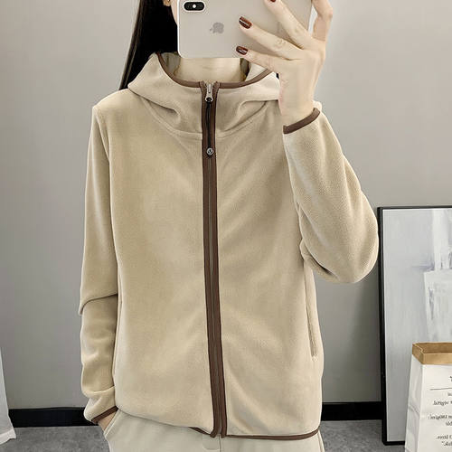 秋冬连帽抓绒衣户外休闲运动外套