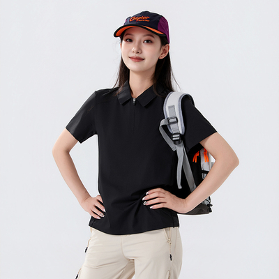 户外polo衫短袖T恤女夏季冰丝半袖速干透气快干显瘦上衣可定制服