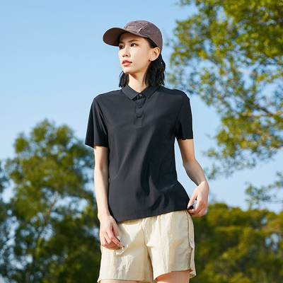 户外polo衫短袖T恤女夏季冰丝半袖速干透气快干显瘦徒步登山上衣