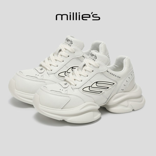 MILLIE'S/妙丽真皮厚底老爹鞋女