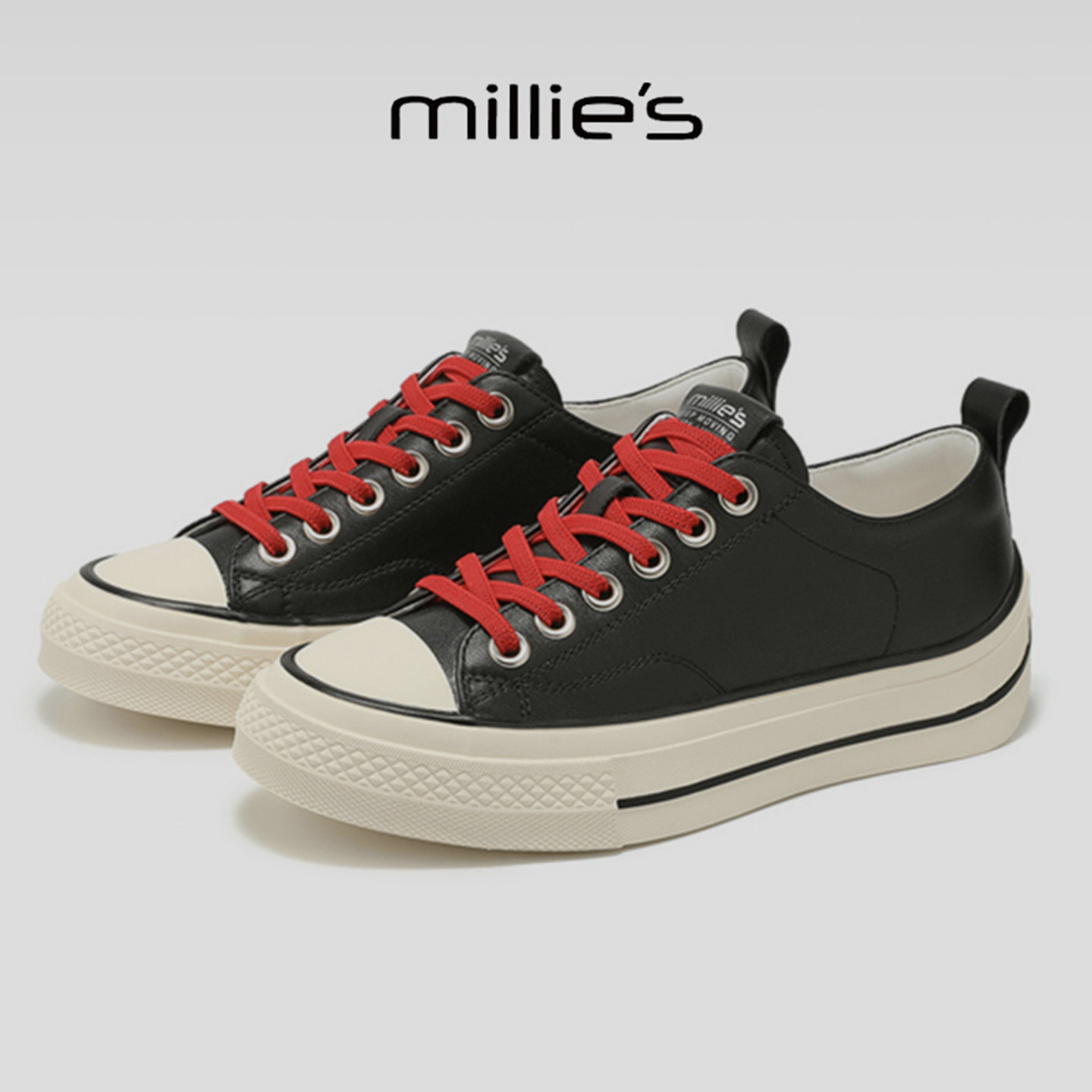 MILLIE'S/妙丽真皮小白鞋女