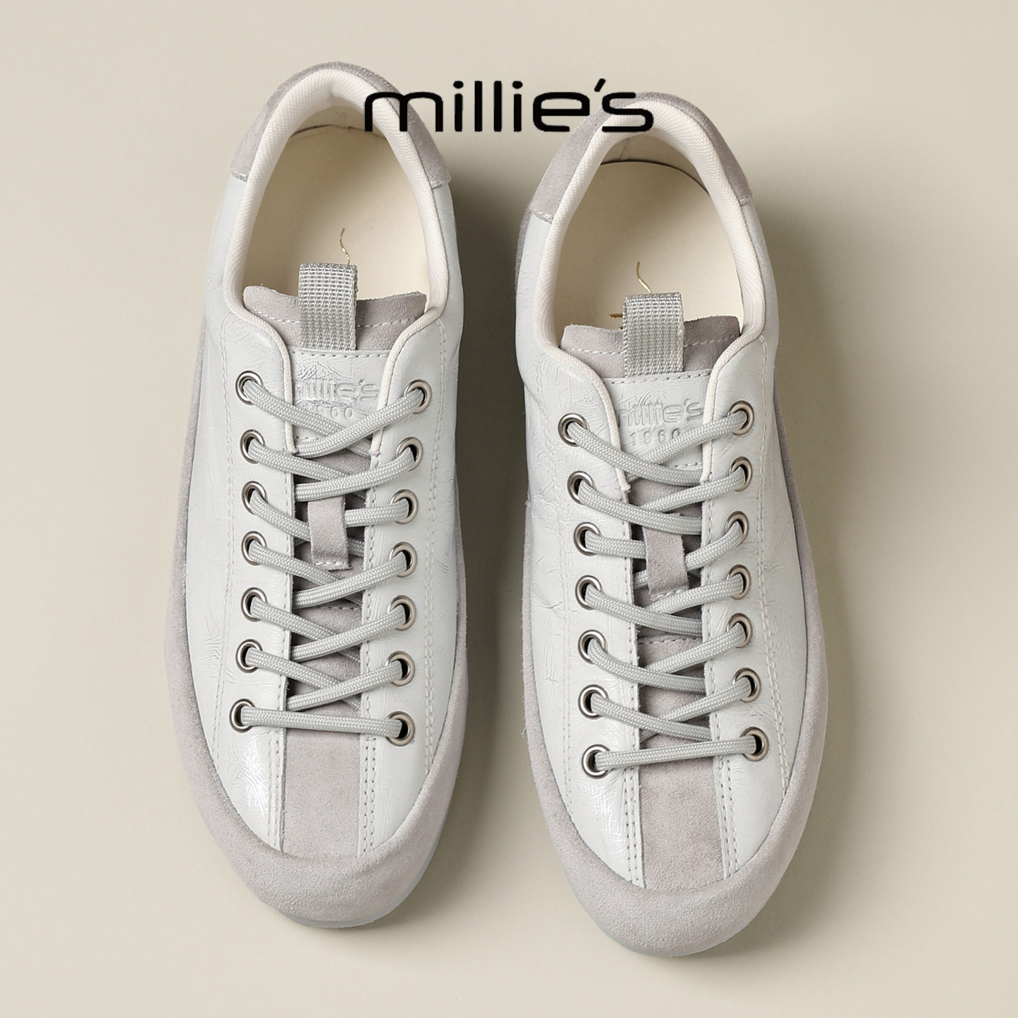 MILLIE'S/妙丽2026新款拼色厚底增高百搭系带休闲板鞋舒适小白鞋,女鞋,勃肯鞋/软木鞋,淘宝优惠券,粉丝福利购,淘宝优惠卷