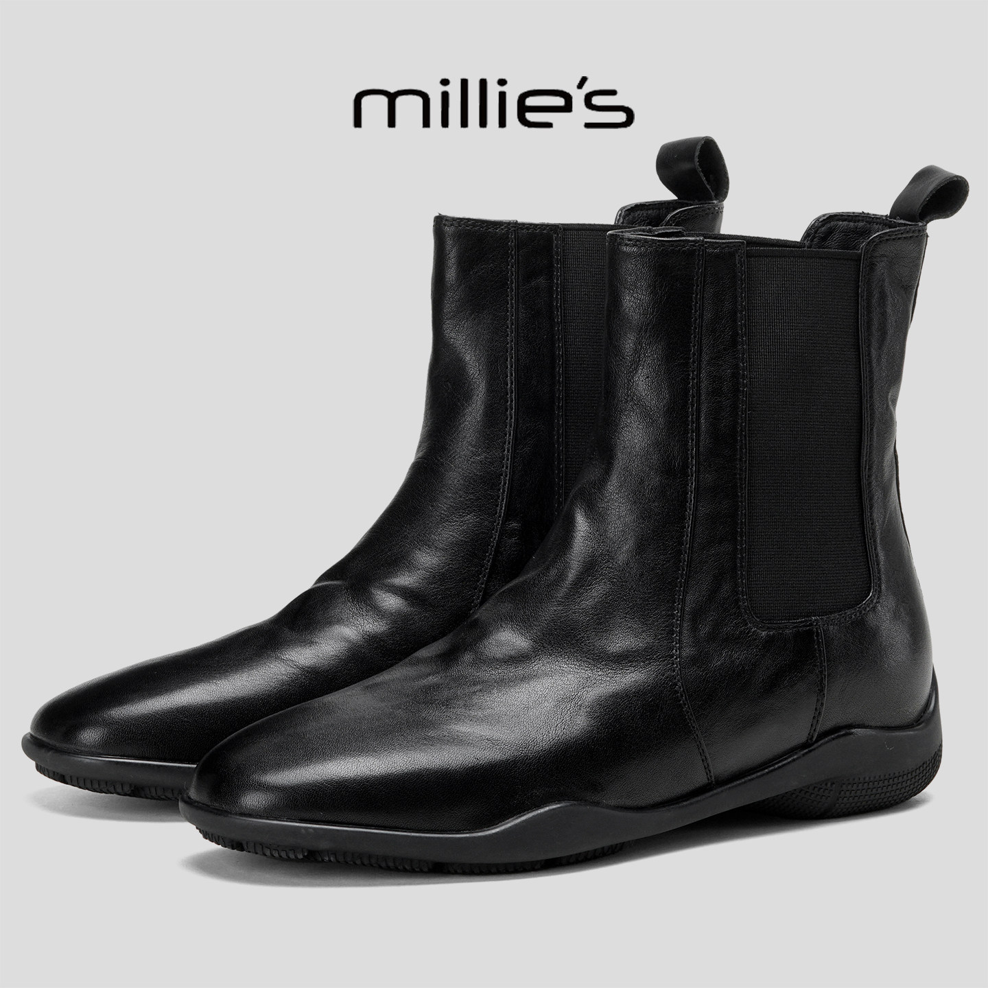 MILLIE'S/妙丽2025新款冬季加绒保暖通勤百搭短靴优雅气质马丁靴